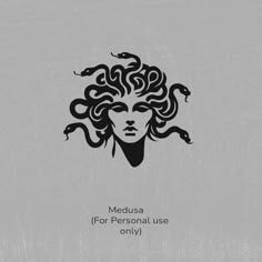 the medusa for personal use only is shown in black and white on a gray background