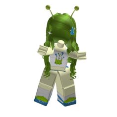 a green alien standing in front of a white background