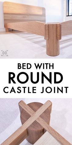 Bed with ROUND Castle Joints — 3x3 Custom Castle Joinery Wood, Queen Bed Frame Wood, Decent Bed Design, Post Bed Frame, Diy King Bed, Diy King Bed Frame, Woodworking Ideas To Sell, Homemade Beds, Bed Woodworking Plans