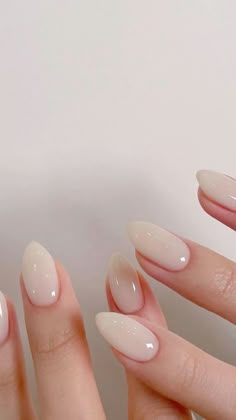 Milky Nails, Nails Polish, Almond Shaped, Neutral Nails, Minimalist Nails