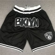 JUST★DON Brooklyn Nets Throwback NBA Shorts Nba Basketball Shorts, Classic Shorts, Fresh Outfits, Sports Logos, Brooklyn Nets, Running Pants