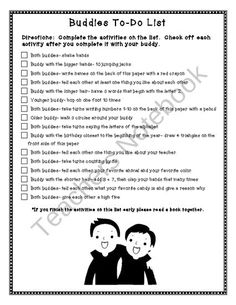 a printable worksheet for buddas to - do list with two people