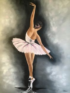 a painting of a ballerina in pink and white