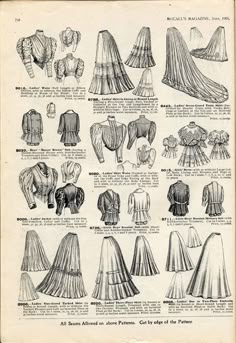 an old fashion book showing different styles of dresses and blouses from the early 1900's