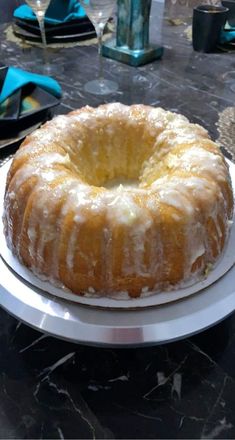 a bundt cake sitting on top of a white plate