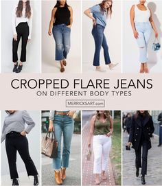 How to Style It: Cropped Flare Jeans - Merrick's Art Crop Flare Jeans Outfit Spring, Cropped Bootcut Jeans Outfit Winter, Cropped Flair Jeans Outfit Winter, Black Kick Flare Jeans Outfit, Crop Flair Jeans Outfit, Cropped Flare Jeans Outfit Ankle Boots, Crop Kick Flare Jeans Outfit, Wide Leg Cropped Black Jeans Outfit, Crop Jeans Outfit Winter