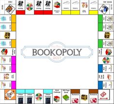 a board game with the words bookoply on it