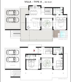 the floor plan for villa type a, which includes two separate rooms and one living area