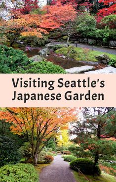 the japanese garden with text overlaying it that reads visiting seattle's japanese garden