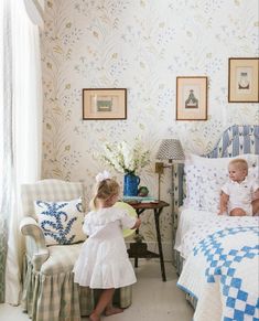 Southern Living Bedroom, Grand Millennial Home, Julia Amory, Southern Coastal, Striped Walls, Guest Room Decor, New York Apartment, Nursery Inspiration, Home N Decor