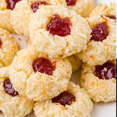 cookies with jam and coconut on top