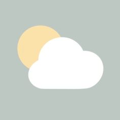 two white clouds with the sun in the sky and one yellow cloud above them on a gray background