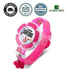 a pink watch with hello kitty on it