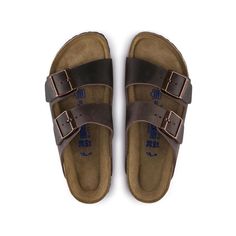 Arizona Oiled Leather Habana | shop online at BIRKENSTOCK European Shoes, Two Strap Sandals, Simple Sandals, Footbed Sandals, Birkenstock Sandals, Stylish Sandals, Birkenstock Arizona, Brown Shoe, Nubuck Leather