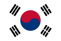 the flag of south korea with four black and red stripes on it's sides