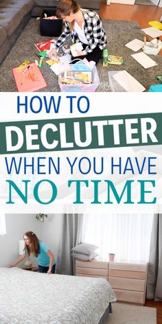 10 Decluttering Ideas for When You Don't Have Time to Declutter How to Declutter when you have no time! Decluttering can be extremely overwhelming! Today I am sharing 10 easy ways to find time to declutter. We all have busy lives and decluttering is very far down on our list of things to do... Master Bedrooms Clean, Master Bedrooms Declutter, Declutter Room By Room Checklist, Bedroom Declutter Organizing Ideas, Bedroom Deep Clean Checklist, Decluttering Ideas Bedroom, Declutter Bedroom Checklist, Deep Cleaning Bedroom Checklist, Cleaning Bedroom Checklist