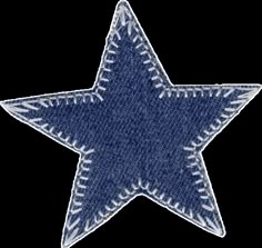 a denim star with white stitching on it