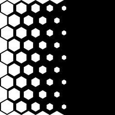 an abstract black and white pattern with hexagons