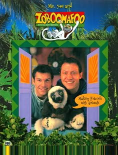 the movie poster for me, you and zooamaro with two men holding a stuffed animal