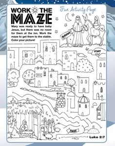 a coloring page with the words work the maze on it and an image of jesus