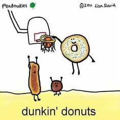 two donuts are playing basketball with each other