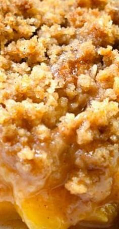 a close up of food on a plate with sauce and bread crumbs in it