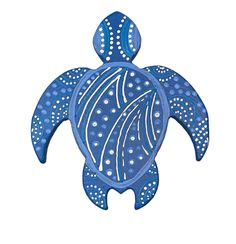 a drawing of a blue sea turtle with white dots on it's back end