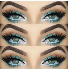 Make Up Mata, Rock Makeup, Silver Eye Makeup, Makeup Looks For Green Eyes, Makijaż Smokey Eye, Makeup Hacks, Makeup For Green Eyes, Blue Eye Makeup