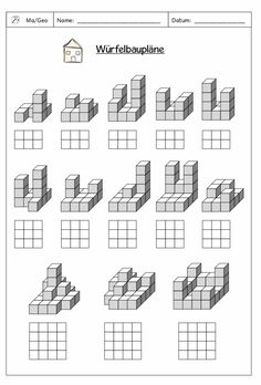 worksheet showing the different shapes and sizes of cubes in an area that is not