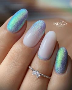 Mermaid Polish Nails, Mermaid Colour Nails, Mermaid Nail Colors, Nail Inspo Mermaid, Mermaid Gel Nails Ideas, Mermaid French Tip Nails, Mermaid Vibe Nails, Mermaid Themed Nails