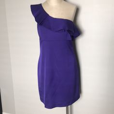 Nwt Trina Turk Purple One Shoulder Dress Size 10. Side Zipper. Approx Measurements Between Underarms 18, Under Bust Seam 16.5 H 19 Length 35.5 From Shoulder. Smoke Free Home. Purple Lined Dress For Date Night, Chic Lined Purple Dress, Chic Purple Lined Dress, Formal Purple Ruffled Mini Dress, Purple Mini Dress For Spring Formal, Chic Lined Purple Mini Dress, Chic Purple Lined Mini Dress, Purple Sheath Mini Dress For Formal Occasions, Formal Purple Sheath Mini Dress