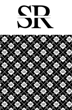 a black and white pattern with the letter sr on it's side, as well as