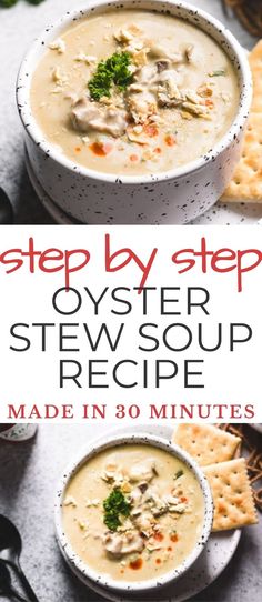 oyster soup stew. Oyster Chowder, Seafood Soup Recipes, Stew Soup