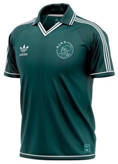 a green shirt with white stripes on the front and side, featuring an image of a soccer