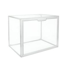 an empty glass box on a white background