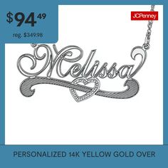 Our heart-accented 14K gold over sterling silver nameplate necklace in a flowing script font is a beautiful gift for someone special—or even for yourself.Personalize: Up to 8 script lettersIncluded: 1 Necklace(s)Features: Monogrammable, Personalized, Quick ShipShape: HeartMetal Color: WhiteChain Length: 18 InchChain Width: 1.25 MillimetersChain Construction: RopeCare: Wipe CleanMetal: Sterling SilverNecklace Type: Name NecklacesAssembled in the US from Imported Materials Sterling Silver Nameplate Necklace, Silver Nameplate Necklace, Nameplate Necklace Silver, Silver Name Necklace, Sterling Silver Name Necklace, Name Necklaces, Nameplate Necklace, Script Font, Name Necklace