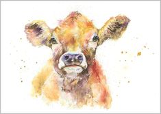 JENNY the JERSEY COW Print Watercolour - Etsy UK Cow Art Print, Highland Cow Print, Watercolor Pictures, Watercolor Ideas, Bee Art, Floral Poster, Farm Yard