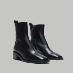 German Dress, Heeled Chelsea Boots, Square Toe Boots, Boots Fall, Mid Calf Boots, Black Leather Boots, Leather Booties, Shoe Style, Black Ankle Boots