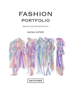 fashion portfolio book cover with three models in pastel colors