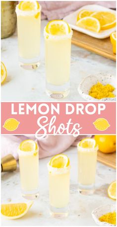 lemon drop shots in glasses with text overlay