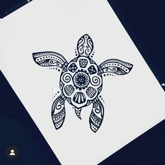 a drawing of a sea turtle with intricate designs on it