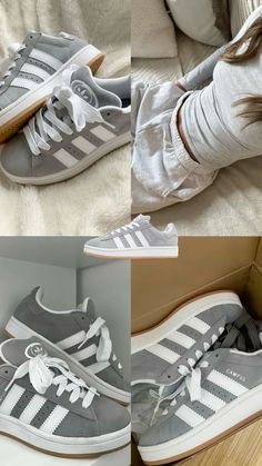 dm for credit or removal! #adidas #campus00s #grey #trainers #aesthetic Trainers Aesthetic, Sneakers Cute, Grey Trainers