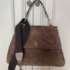 Used Twice, As Good As New. Beautiful Handbag. It Has Two Straps Designer Brown Shoulder Bag With Detachable Strap, Brown Crossbody Satchel With Dust Bag, Designer Brown Crossbody Satchel, Luxury Cognac Satchel For Errands, Carolina Herrera Bags, Beautiful Handbags, Carolina Herrera, Cross Body Handbags, Bag Lady