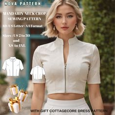 Cheongsam blouse Sewing Pattern ;Easy Blouse pattern is available as an instant download (pdf) sewing pattern bundle with a range of size options, including plus sizes ⭐US Sizes: 2, 4, 6, 8, 10, 12, 14, 16, 18, 20,22,24,26,28,30 ⭐Standard Sizes: XS, S, M, L, XL, 2XL,3XL,4XL ⭐These patterns are suitable for A4, A0, and US Letter size papers. ⭐Once your payment is processed, you will automatically receive download links for the pattern files. Please note that you can only download the files from a Fitted Blouse Pattern, လက်ပုံဆန်း Pattern, Fancy Tops For Women Style, Ladies Shirt Pattern, Cheongsam Pattern, Crop Pattern, Cropped Plus Size, Blouse Sewing, Burmese Clothing