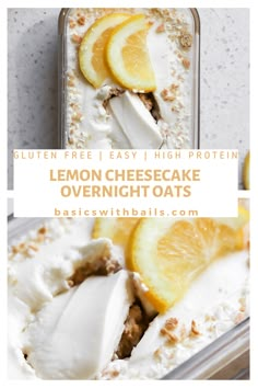 lemon cheesecake overnight oats in a plastic container