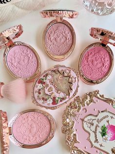 Flower Knows Strawberry Rococo Embossed Blush - 01 Angel Chanson | SHEIN USA Ballet Makeup, Strawberry Rococo, Flower Knows, Vintage Makeup, Pink Girly Things, Pink Vibes, Pink Makeup