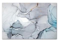 an abstract painting with white and blue colors