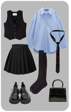 Blue Skirt Outfits, Outing Outfit, Winter Fashion Outfits Casual, Uni Outfits, Stylish Work Attire, School Looks, Stylish Clothes For Women, Simple Trendy Outfits, Cute Outfit