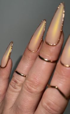 Ongles Bling Bling, Custom Nails, Colorful Nails, Gold Nail, Fire Nails, Pretty Acrylic Nails, Chic Nails, Dope Nails, Chrome Nails