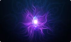 an abstract purple and blue design on a black background with lightening from the center